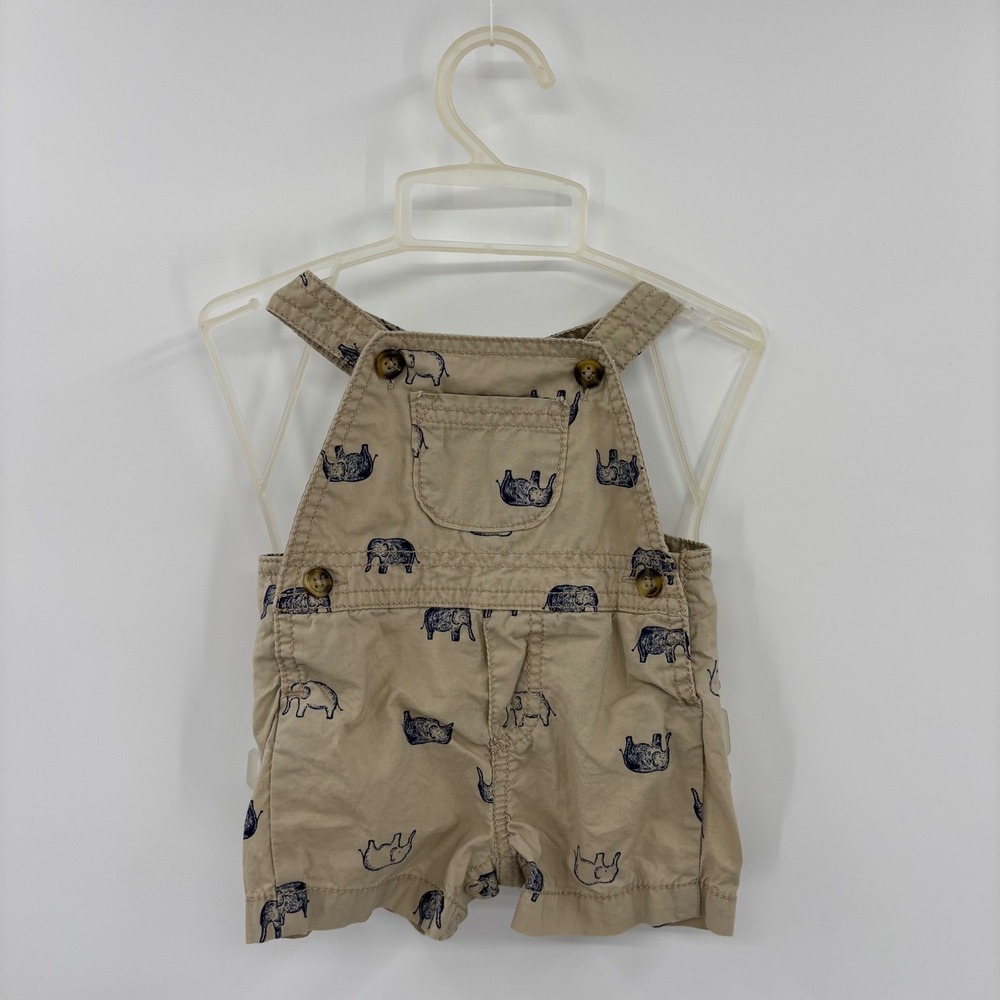 Just One You Carter's Elephant Shortalls Kids 3M Tan Safari Animal Overalls Cute